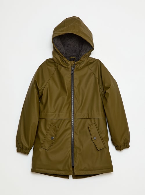 Parka repelente de água com capuz efeito shearling - Kiabi