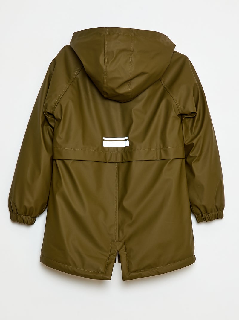 Parka repelente de água com capuz efeito shearling Verde - Kiabi