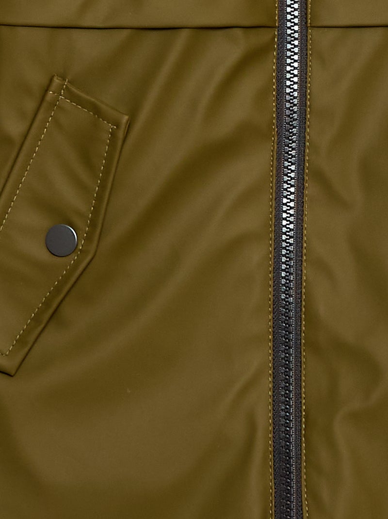 Parka repelente de água com capuz efeito shearling Verde - Kiabi