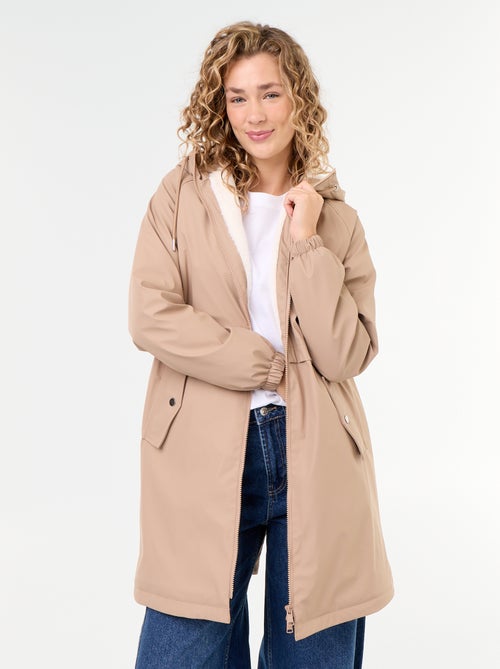 Parka reta forrada em pelo sintético - Kiabi