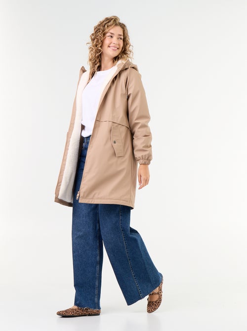 Parka reta forrada em pelo sintético - Kiabi