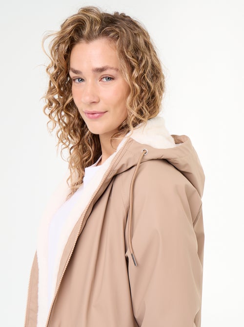 Parka reta forrada em pelo sintético - Kiabi