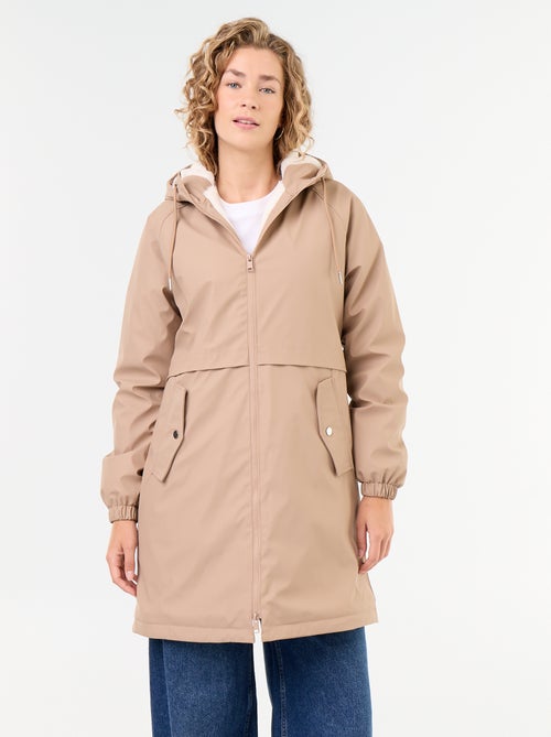 Parka reta forrada em pelo sintético - Kiabi