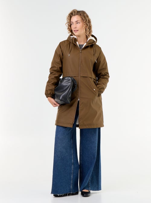 Parka reta forrada em pelo sintético - Kiabi