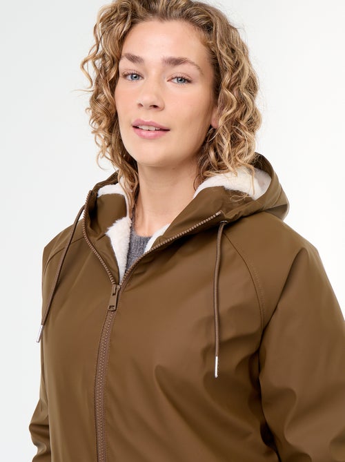 Parka reta forrada em pelo sintético - Kiabi