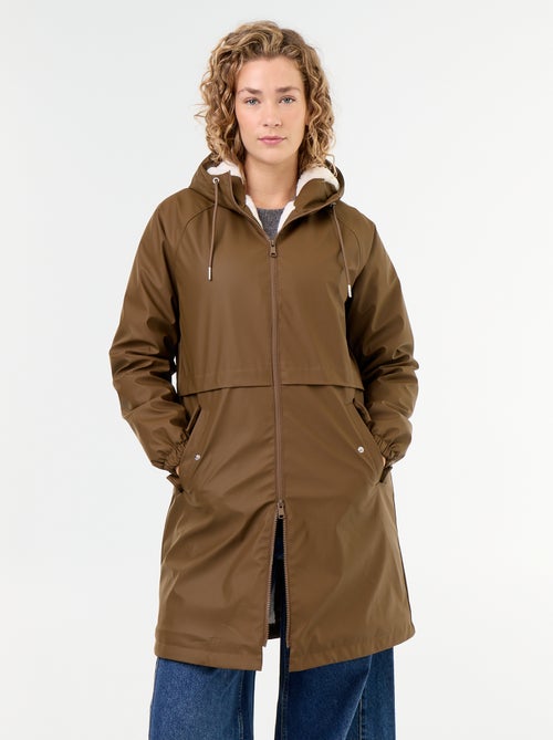 Parka reta forrada em pelo sintético - Kiabi