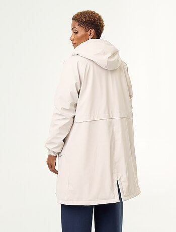 Parka reta forrada em pelo sintético