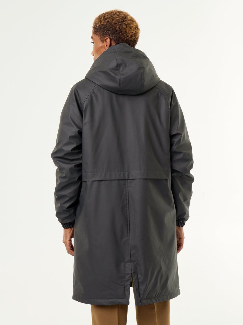 Parka reta forrada em pelo sintético Preto - Kiabi