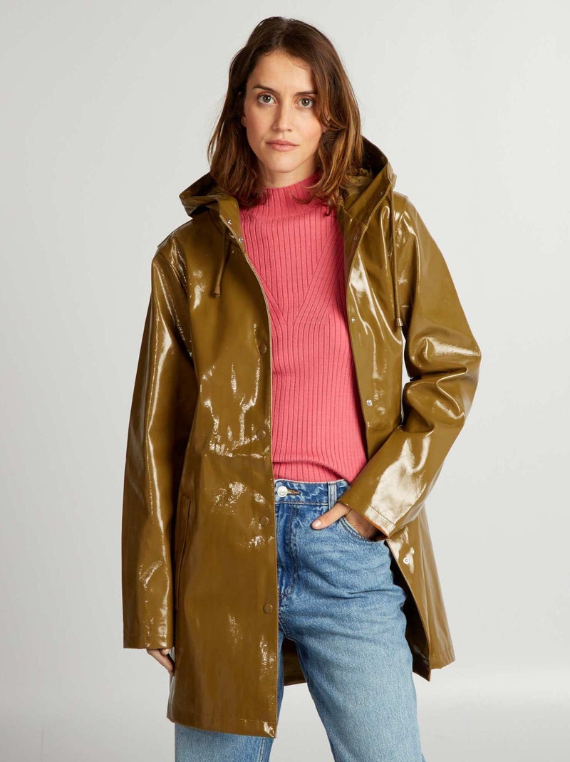 Parka semi-comprida em vinil CASTANHO - Kiabi