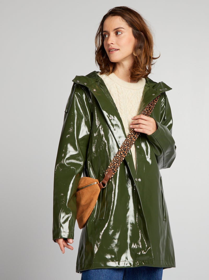 Parka semi-comprida em vinil VERDE - Kiabi