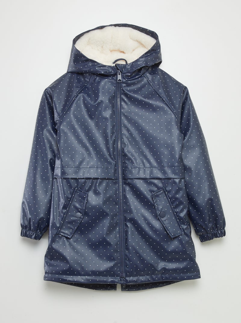 Parka semi-comprida forrada com capuz AZUL - Kiabi