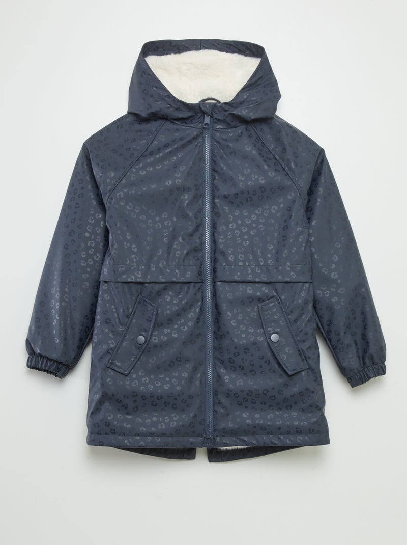 Parka semi-comprida forrada com capuz AZUL - Kiabi