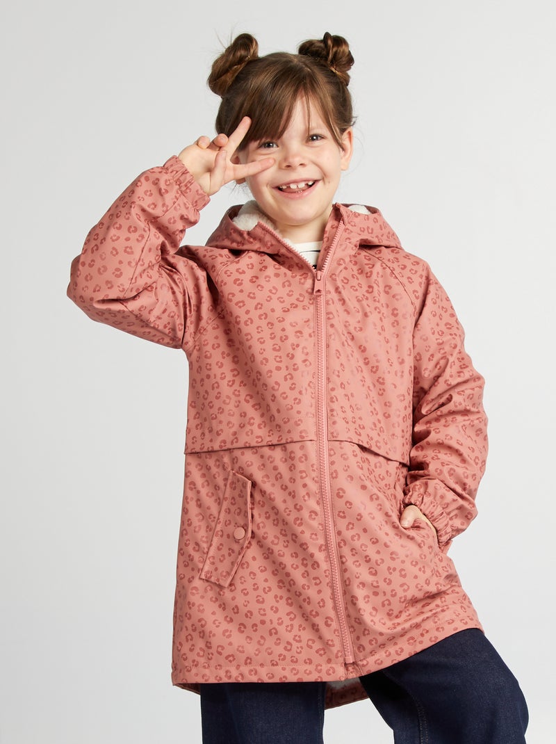 Parka semi-comprida forrada com capuz ROSA - Kiabi