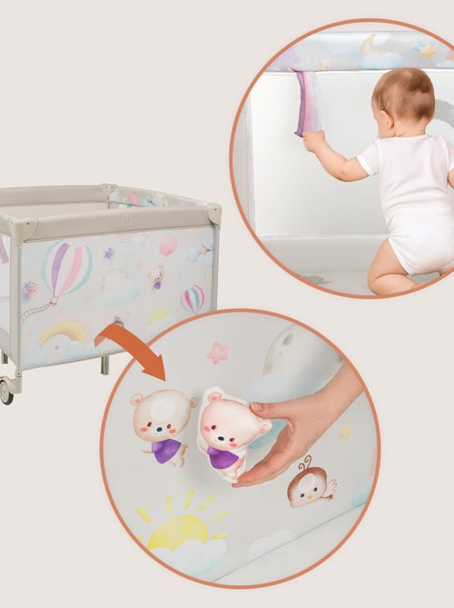 Parque 100x100cm LIONELO Mille - Colchão alta densidade - Rodas - Brinquedos velcro - 0-36 meses - Kiabi Parque 100x100cm LIONELO Mille - Colchão alta densidade - Rodas - Brinquedos velcro - 0-36 meses - Kiabi