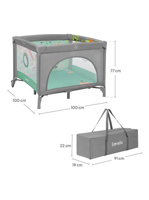 Parque 100x100cm LIONELO Mille - Colchão alta densidade - Rodas - Brinquedos velcro - 0-36 meses - Kiabi Parque 100x100cm LIONELO Mille - Colchão alta densidade - Rodas - Brinquedos velcro - 0-36 meses - Kiabi