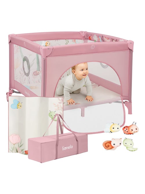 Parque 100x100cm LIONELO Mille - Colchão alta densidade - Rodas - Brinquedos velcro - 0-36 meses - Kiabi Parque 100x100cm LIONELO Mille - Colchão alta densidade - Rodas - Brinquedos velcro - 0-36 meses - Kiabi