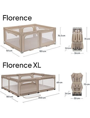 Parque de Bebé Grande LIONELO Florence - Montagem Rápida - Espaço Amplo - Mala