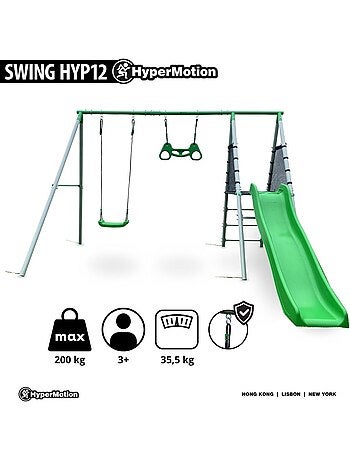 Parque infantil de jardim xxl hypermotion com baloiço, trapézio e escorrega