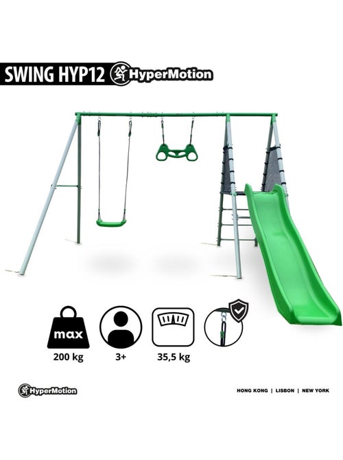 Parque infantil de jardim xxl hypermotion com baloiço, trapézio e escorrega - Kiabi