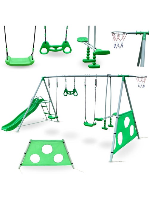 Parque infantil de jardim xxxl com baloiços, escorrega e acessórios - Kiabi