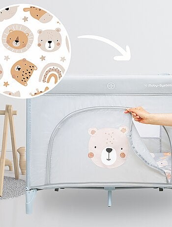 Parque infantil dobrável teddy bear com colchão e saco de transporte