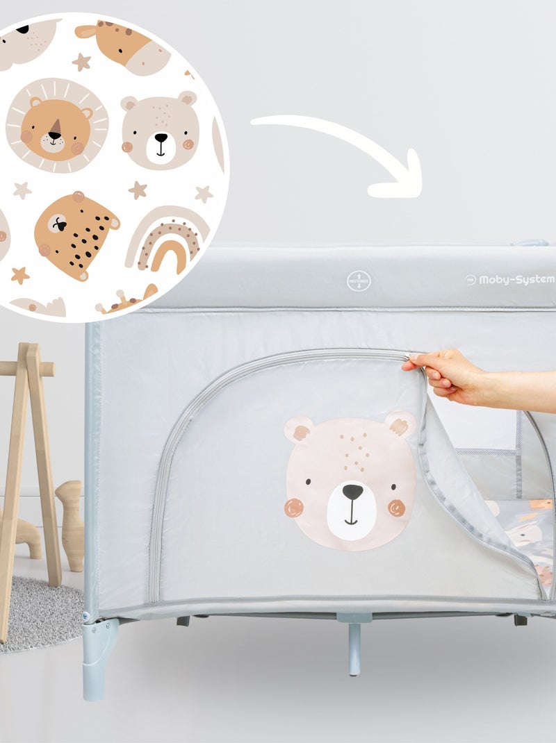 Parque infantil dobrável teddy bear com colchão e saco de transporte Cinza - Kiabi