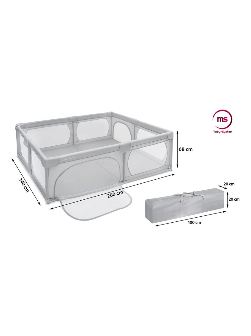 Parque infantil dobrável xxl 200 x 140 cm – área de brincadeira segura Cinza - Kiabi