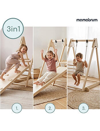 Parque infantil interior de madeira 3 em 1 mamabrum desde 3 anos