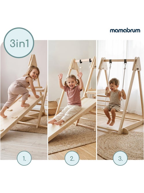 Parque infantil interior de madeira 3 em 1 mamabrum desde 3 anos - Kiabi