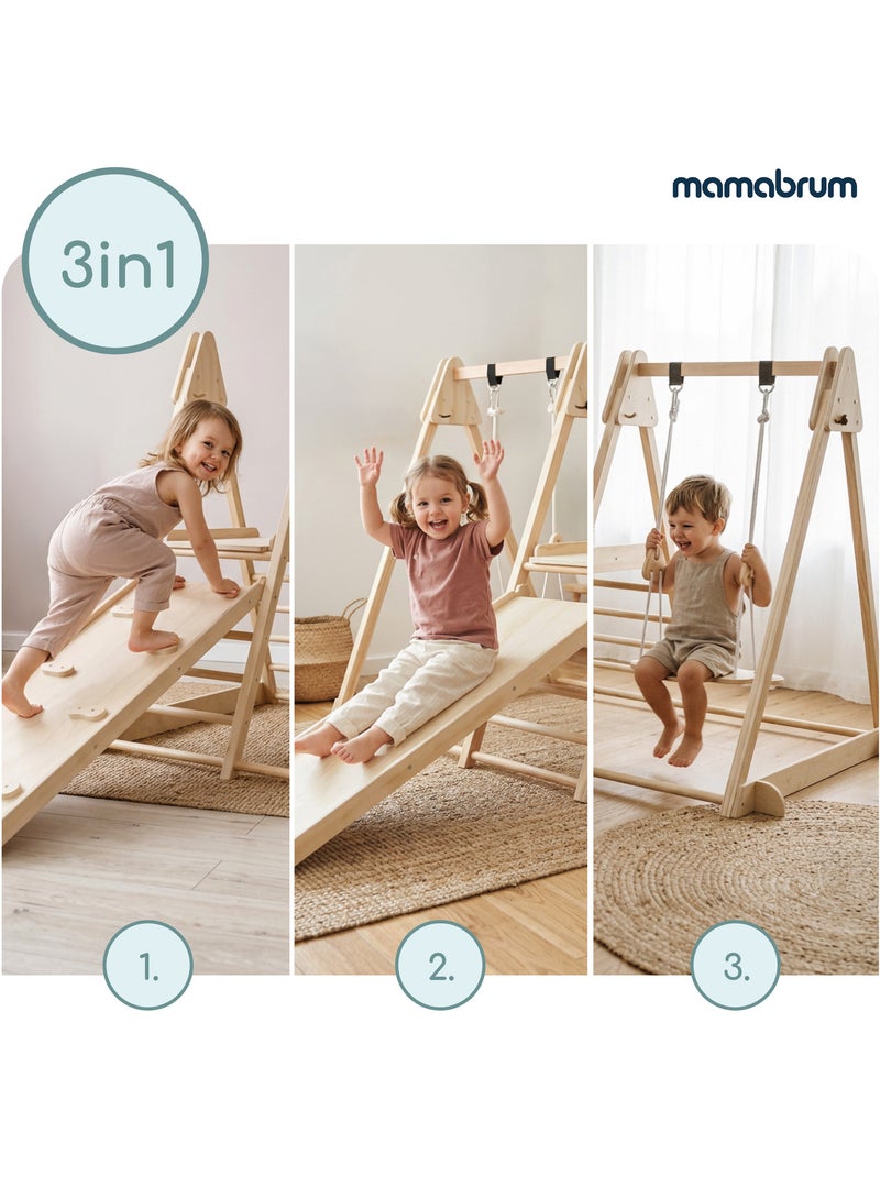 Parque infantil interior de madeira 3 em 1 mamabrum desde 3 anos Bege - Kiabi