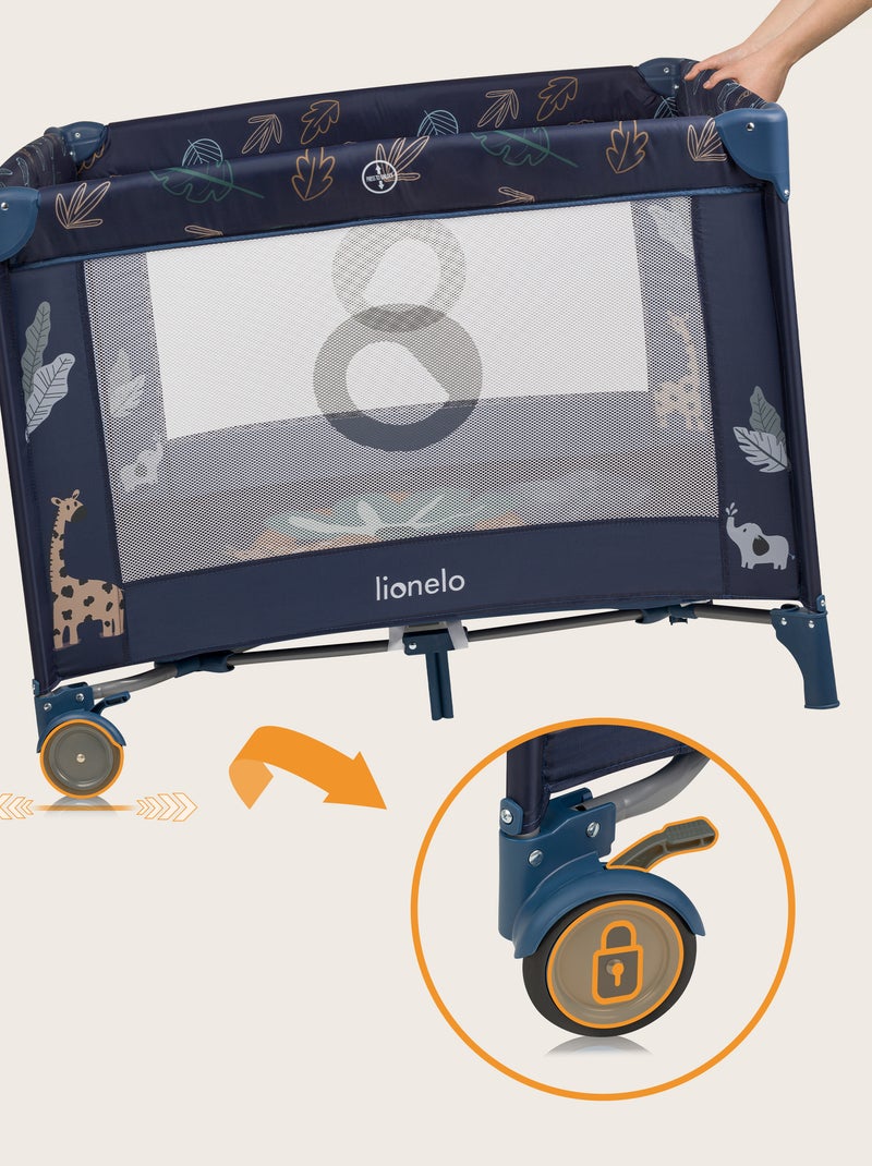 Parque infantil LIONELO Bonnie – 100 x 96 cm – Colchão confortável – Rodas – Bolsa de transporte Azul - Kiabi