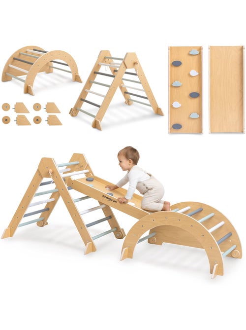 Parque infantil montessori 3 em 1 em madeira mamabrum – triângulo pikler, arco e rampa - Kiabi Parque infantil montessori 3 em 1 em madeira mamabrum – triângulo pikler, arco e rampa - Kiabi