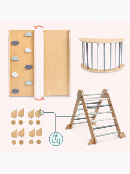 Parque infantil montessori 3 em 1 em madeira mamabrum – triângulo pikler, arco e rampa - Kiabi Parque infantil montessori 3 em 1 em madeira mamabrum – triângulo pikler, arco e rampa - Kiabi