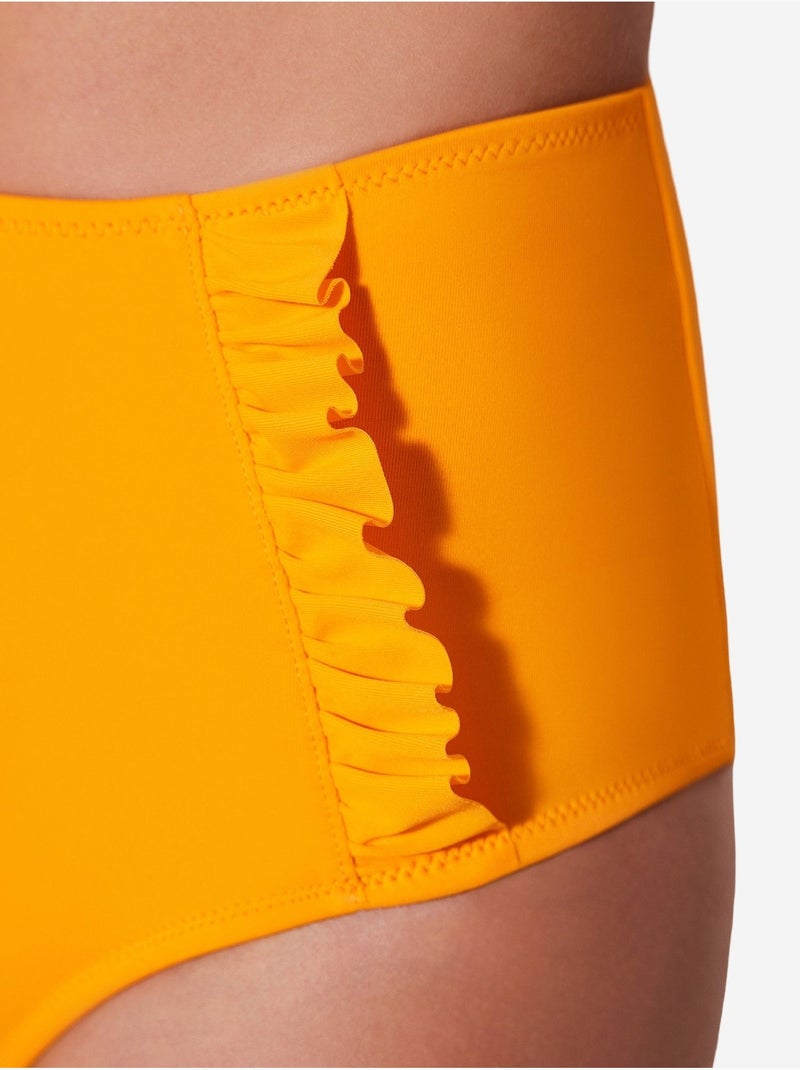 Parte de baixo de biquíni alta com folhos penti Laranja - Kiabi
