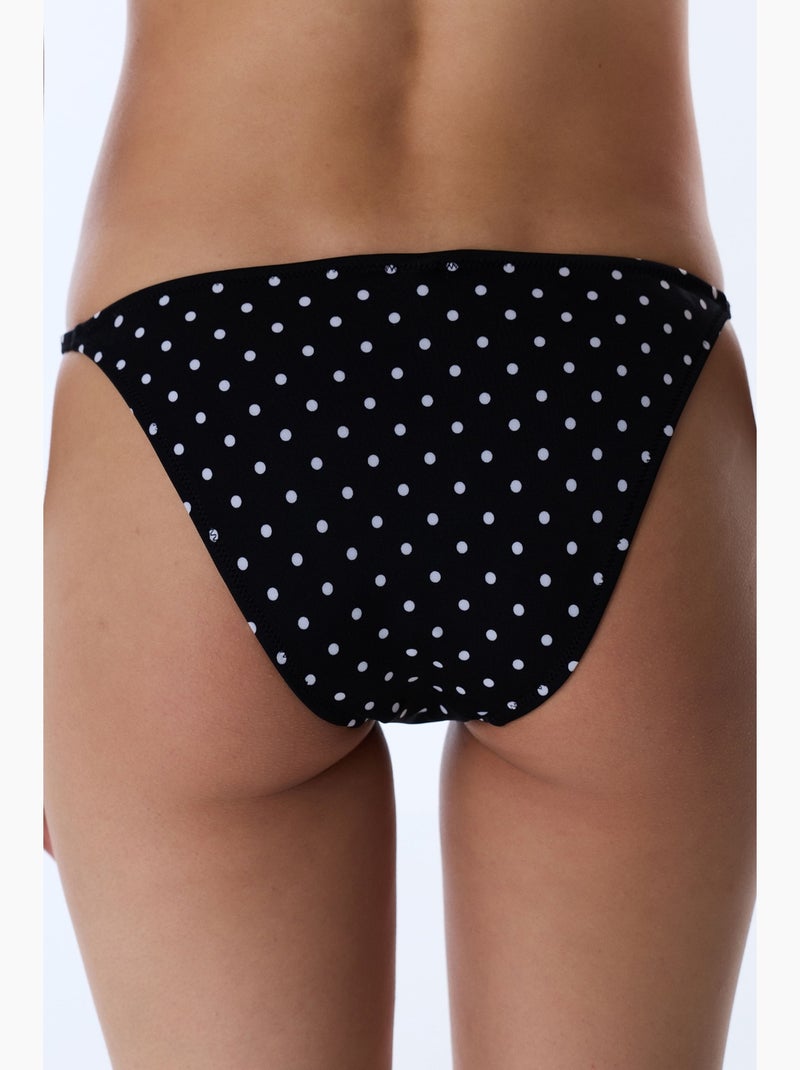Parte de baixo de biquíni às bolinhas com detalhe lateral, cintura média penti Preto - Kiabi