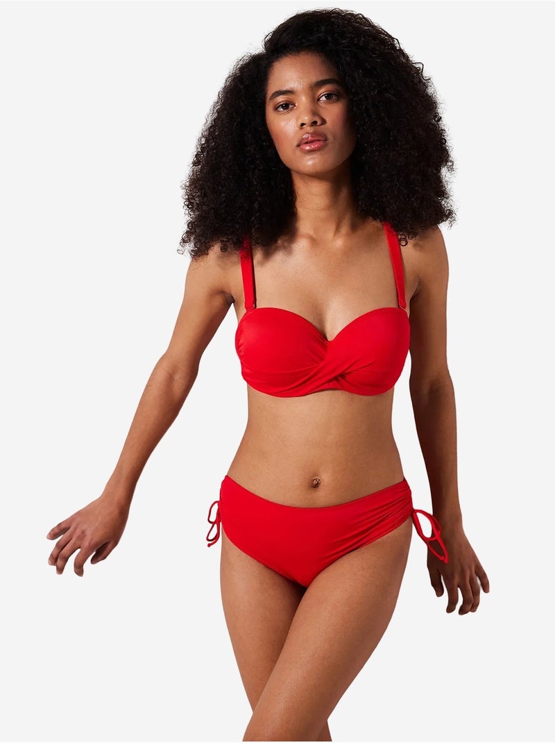 Parte de baixo de biquíni basic cintura alta com argola penti Vermelho - Kiabi