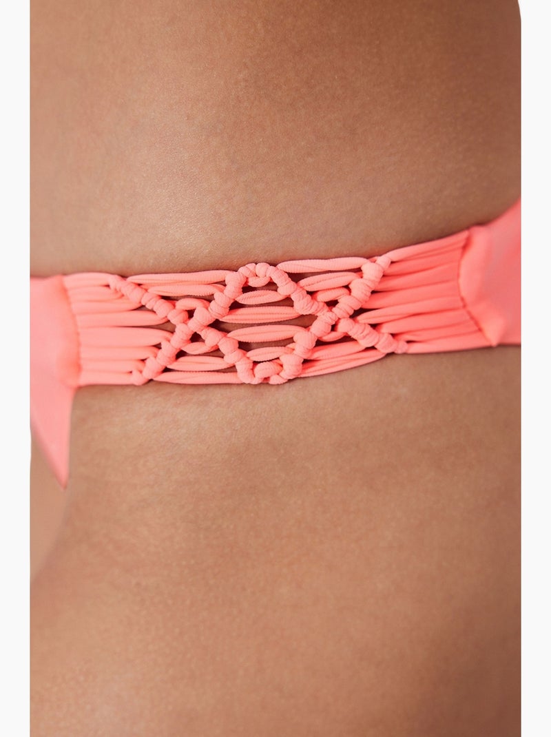 Parte de baixo de biquíni basic macrame penti Rosa-fluo/Solinotes - Kiabi