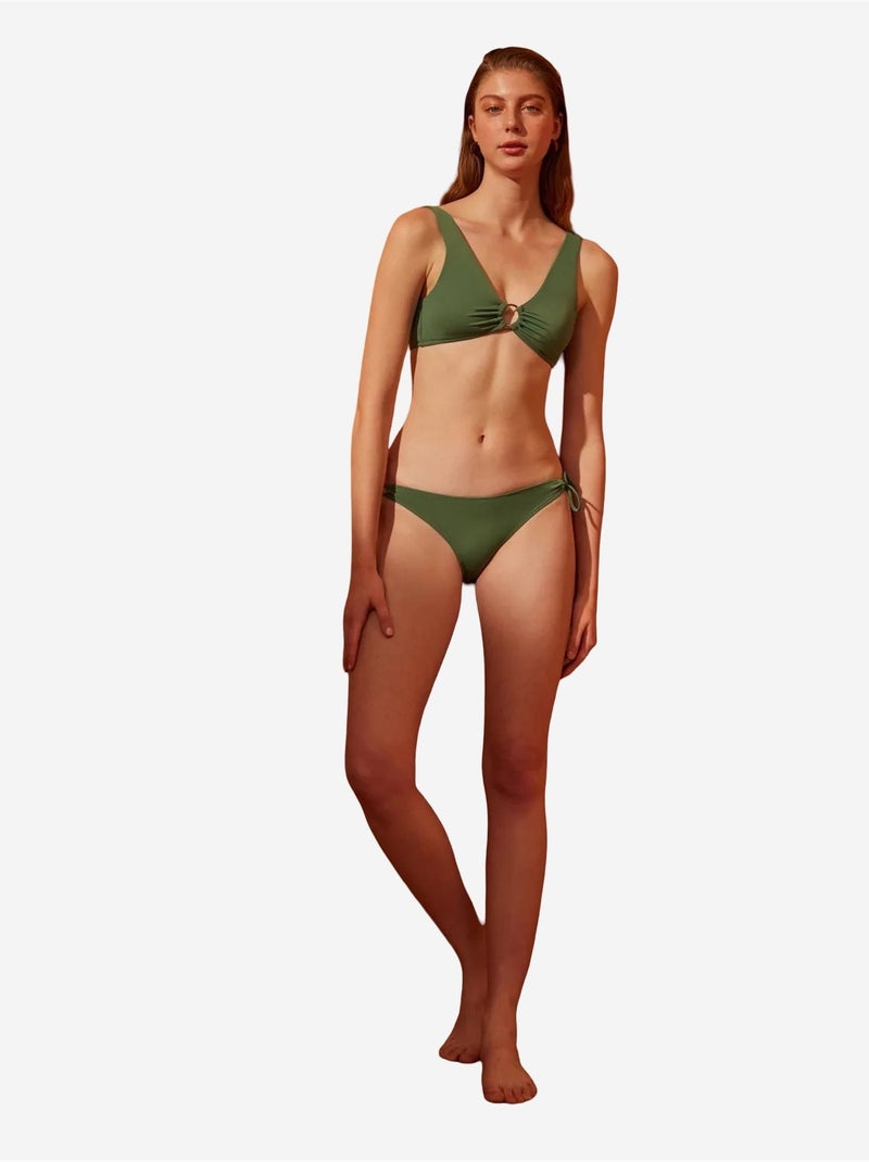 Parte de baixo de biquíni basic ring penti Verde cáqui - Kiabi