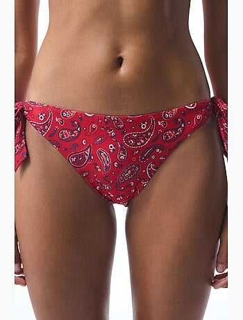 Parte de baixo de biquíni brasileiro bandana com padrão étnico e fivela penti