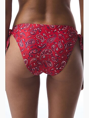 Parte de baixo de biquíni brasileiro bandana com padrão étnico e fivela penti