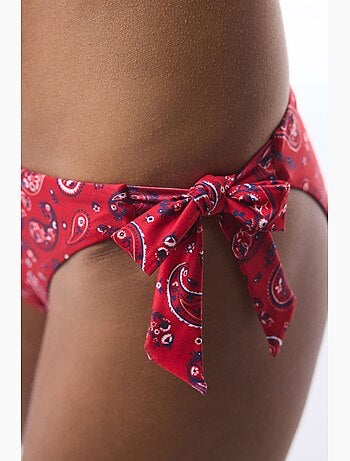 Parte de baixo de biquíni brasileiro bandana com padrão étnico e fivela penti
