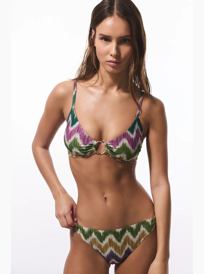 Parte de baixo de biquíni celine com fivela lateral em zigzag penti Verde - Kiabi