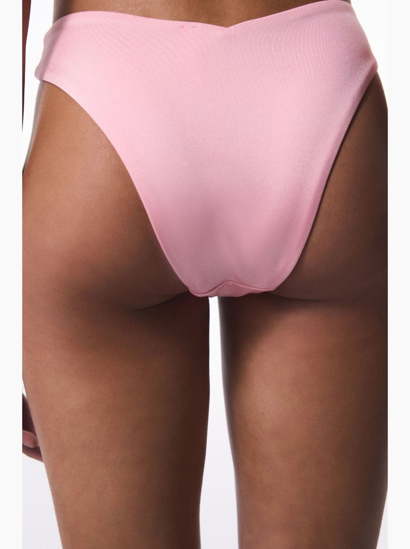 Parte de baixo de biquíni com detalhe de miçangas e corte em v penti Rosa doce - Kiabi