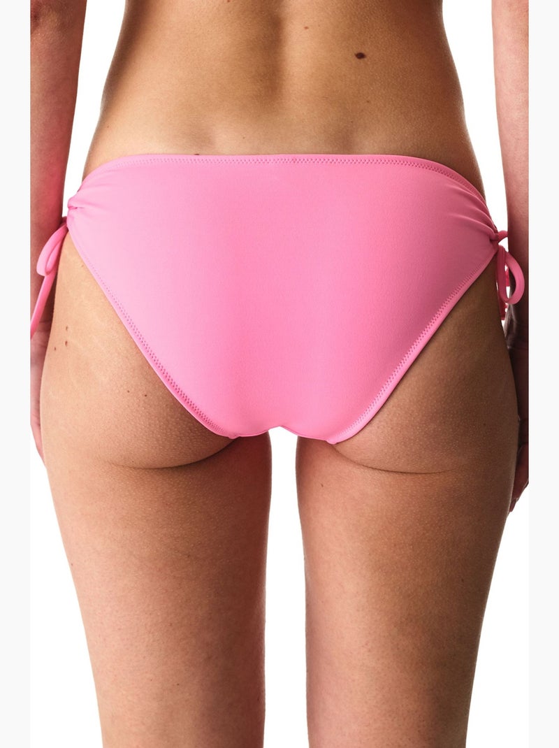 Parte de baixo de biquíni de cintura baixa com argolas penti Rosa-fluo/Solinotes - Kiabi
