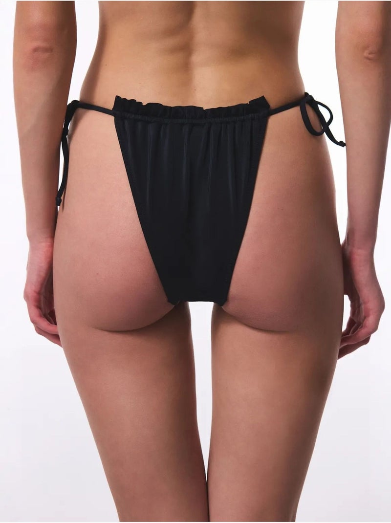 Parte de baixo de biquíni de cintura baixa com laço super frill penti Preto - Kiabi