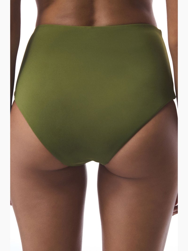 Parte de baixo de biquíni feminina bordada penti Verde cáqui - Kiabi