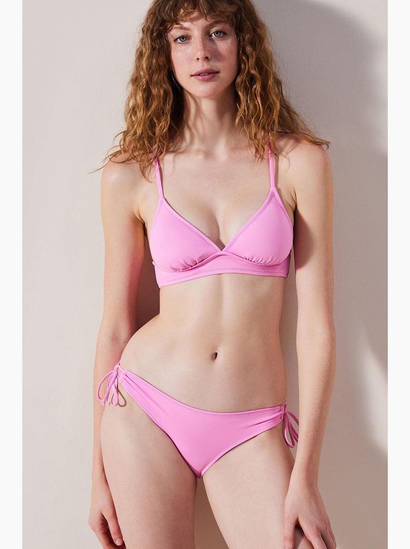 Parte de baixo de biquíni feminina com aro penti Rosa-fluo/Solinotes - Kiabi