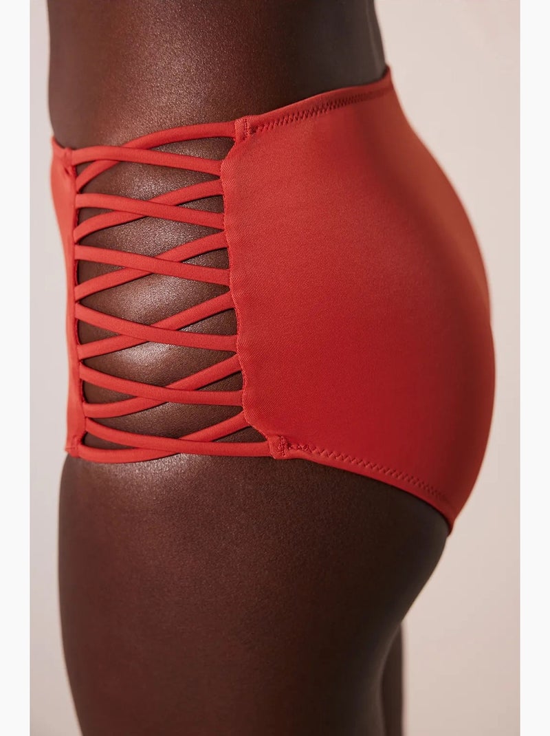 Parte de baixo de biquíni high fashion penti Vermelho - Kiabi