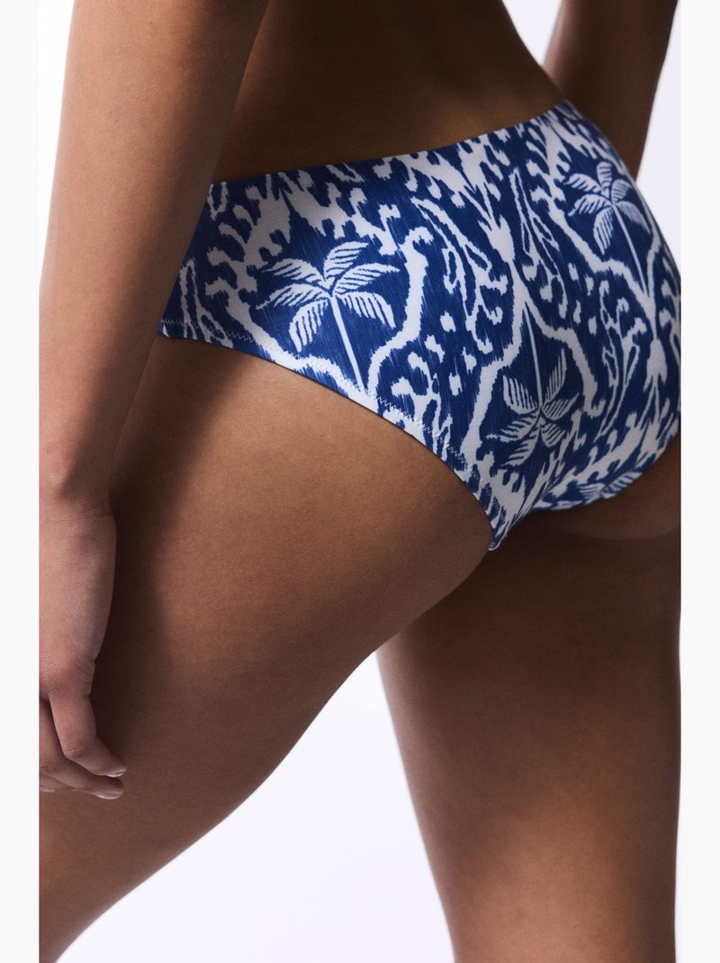 Parte de baixo de biquíni island com estampado de folhas penti Azul Branco - Kiabi