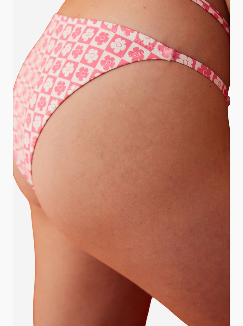 Parte de baixo de biquíni lika cross com padrão floral e detalhe de acessório penti Rosa/Branco - Kiabi